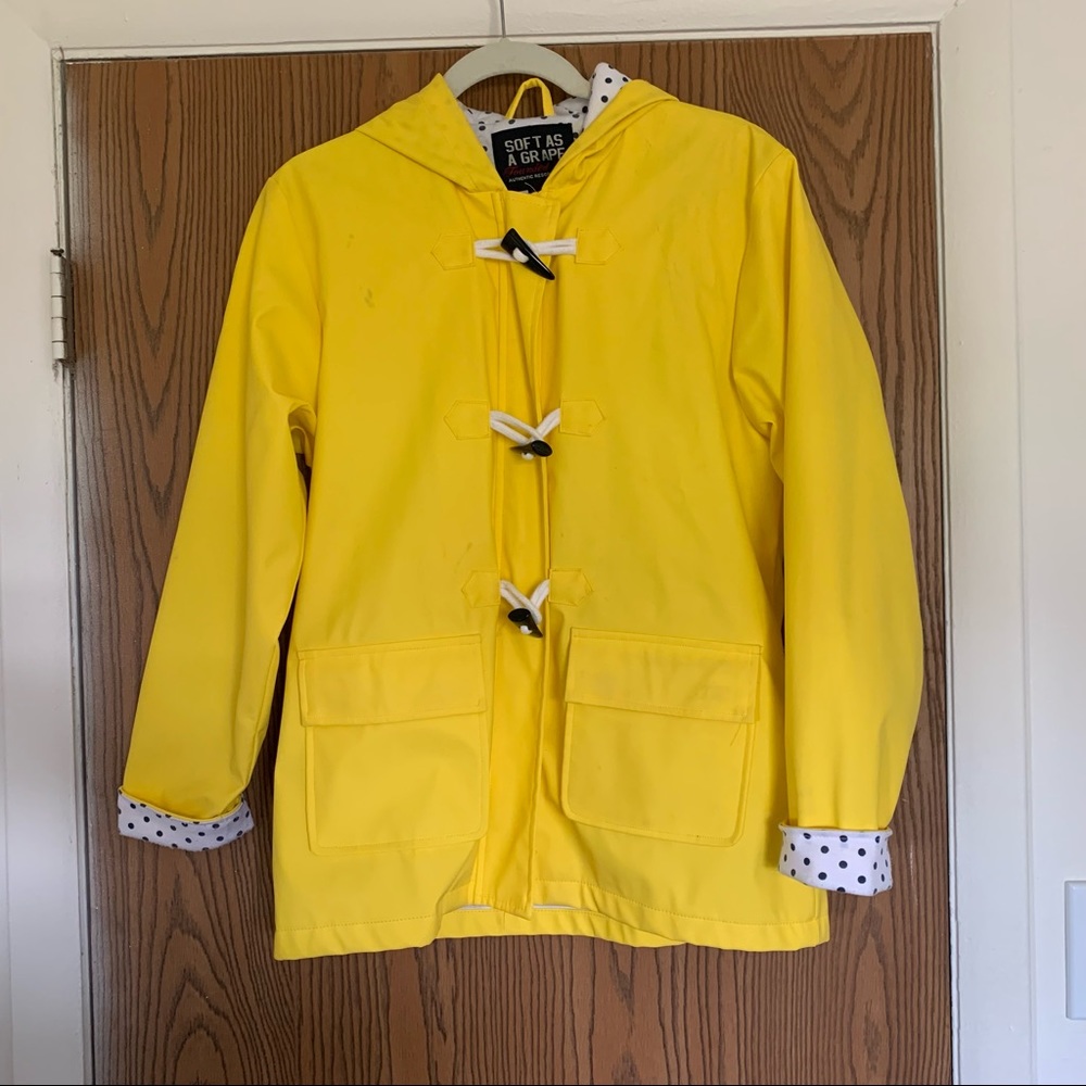 Soft As A Grape Yellow Raincoat with Toggle Buttons S
